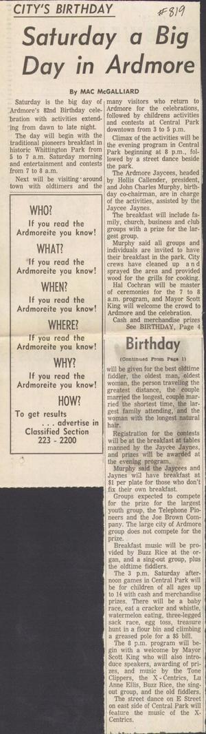 Ardmore Birthday Celebration, 1969