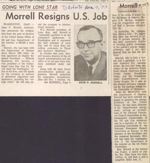 Morrell Resigns U. S. Job