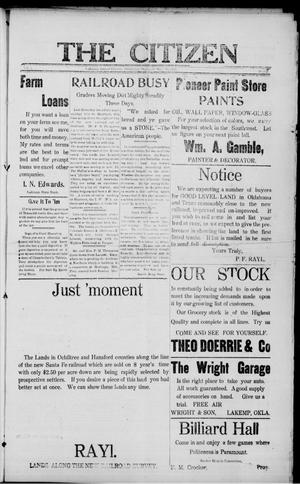 The Citizen (LaKemp, Okla.), Vol. 1, No. 37, Ed. 1 Thursday, March 15, 1917