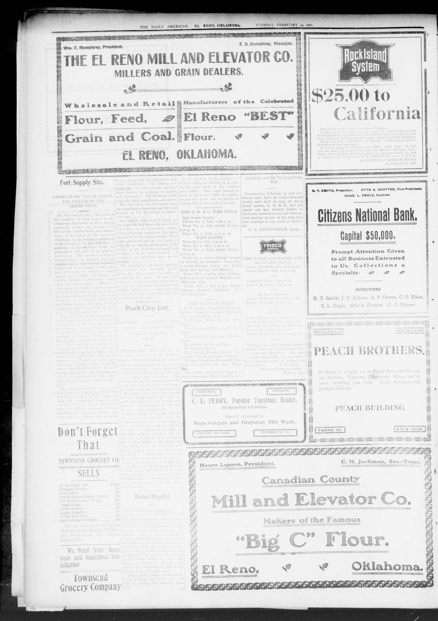 El Reno Daily American. (El Reno, Okla.), Vol. 1, No. 360, Ed. 1 Tuesday, February 24, 1903
                                                
                                                    [Sequence #]: 4 of 4
                                                