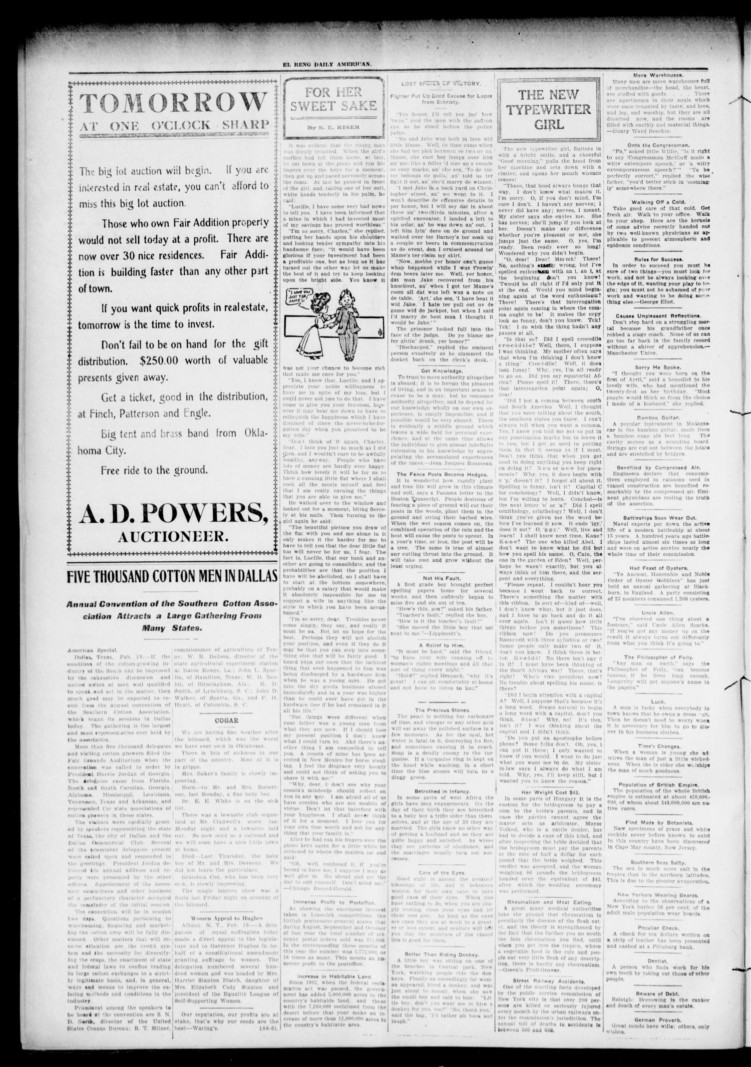 El Reno Daily American. (El Reno, Okla.), Vol. 15, No. 188, Ed. 1 Wednesday, February 19, 1908
                                                
                                                    [Sequence #]: 2 of 8
                                                