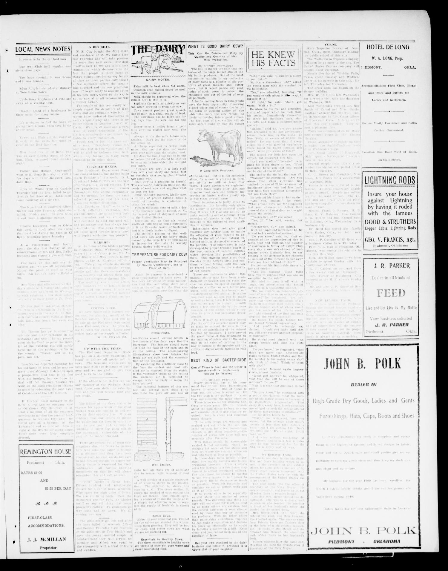 Piedmont News (Piedmont, Okla.), Vol. 2, No. 5, Ed. 1 Thursday, February 24, 1910
                                                
                                                    [Sequence #]: 3 of 4
                                                