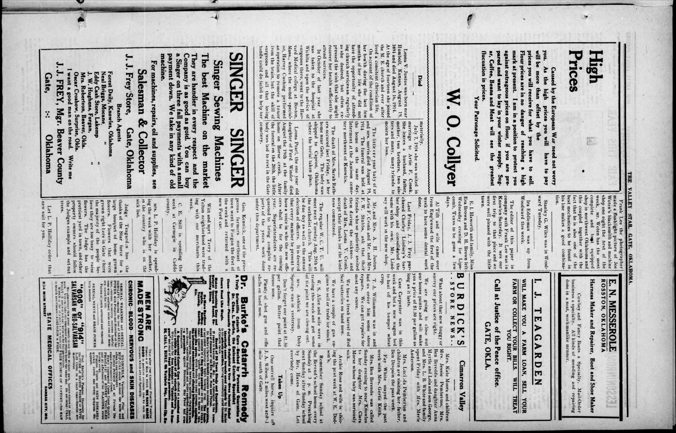 Gate Valley Star (Gate, Okla.), Vol. 9, No. 21, Ed. 1 Thursday, August 20, 1914
                                                
                                                    [Sequence #]: 3 of 8
                                                