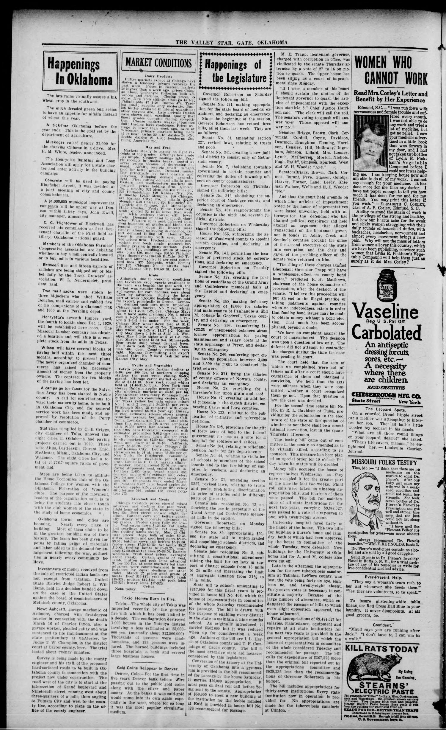 The Gate Valley Star (Gate, Okla.), Vol. 16, No. 3, Ed. 1 Thursday, April 7, 1921
                                                
                                                    [Sequence #]: 4 of 8
                                                