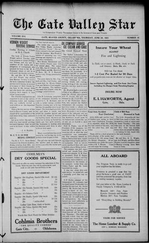 The Gate Valley Star (Gate, Okla.), Vol. 16, No. 15, Ed. 1 Thursday, June 30, 1921