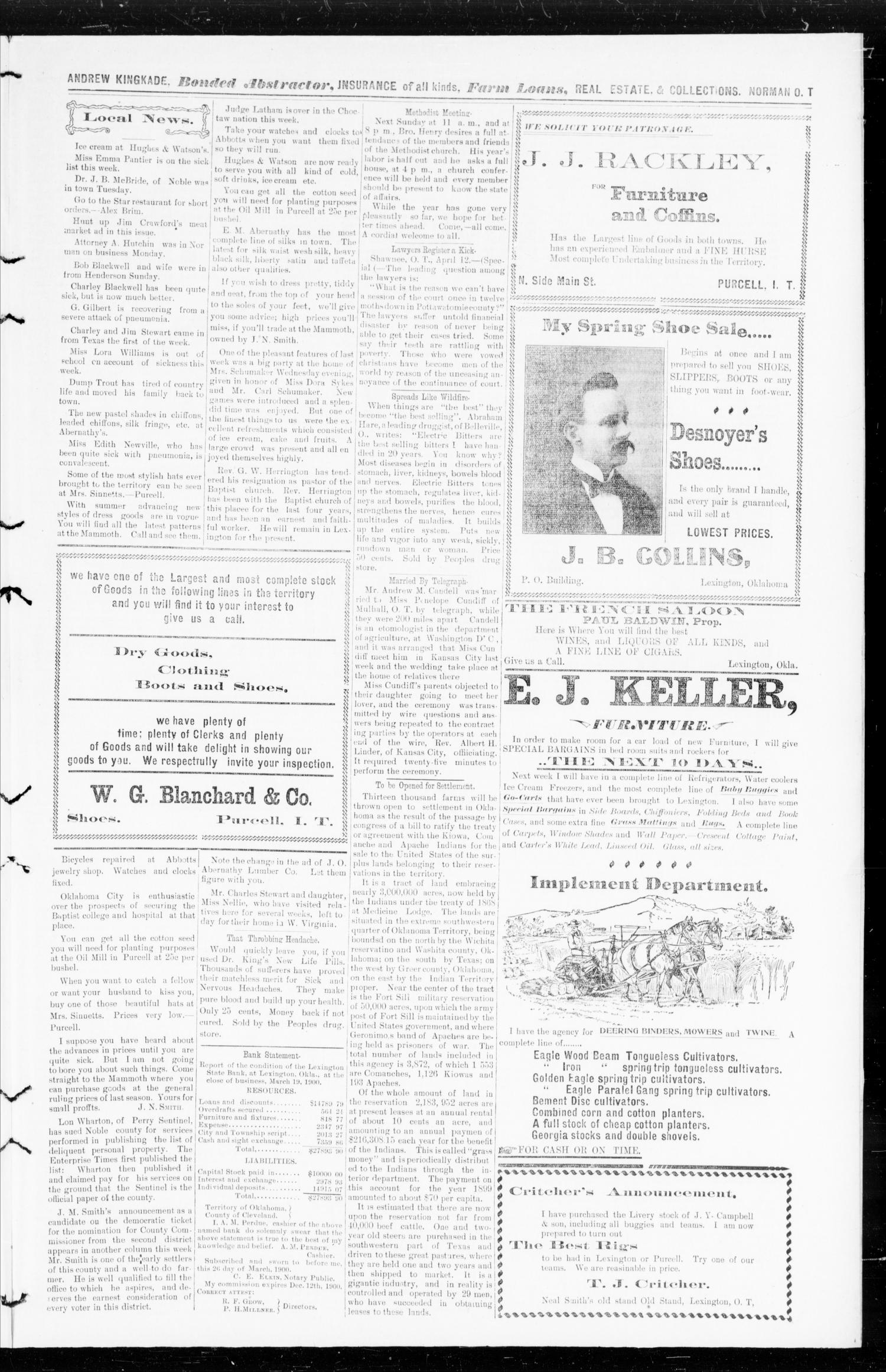 You Alls Doins. (Lexington, Okla.), Vol. 2, No. 8, Ed. 1 Wednesday, April 18, 1900
                                                
                                                    [Sequence #]: 5 of 8
                                                