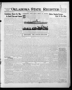 Primary view of object titled 'Oklahoma State Register. (Guthrie, Okla.), Vol. 25, No. 44, Ed. 1 Thursday, November 18, 1915'.