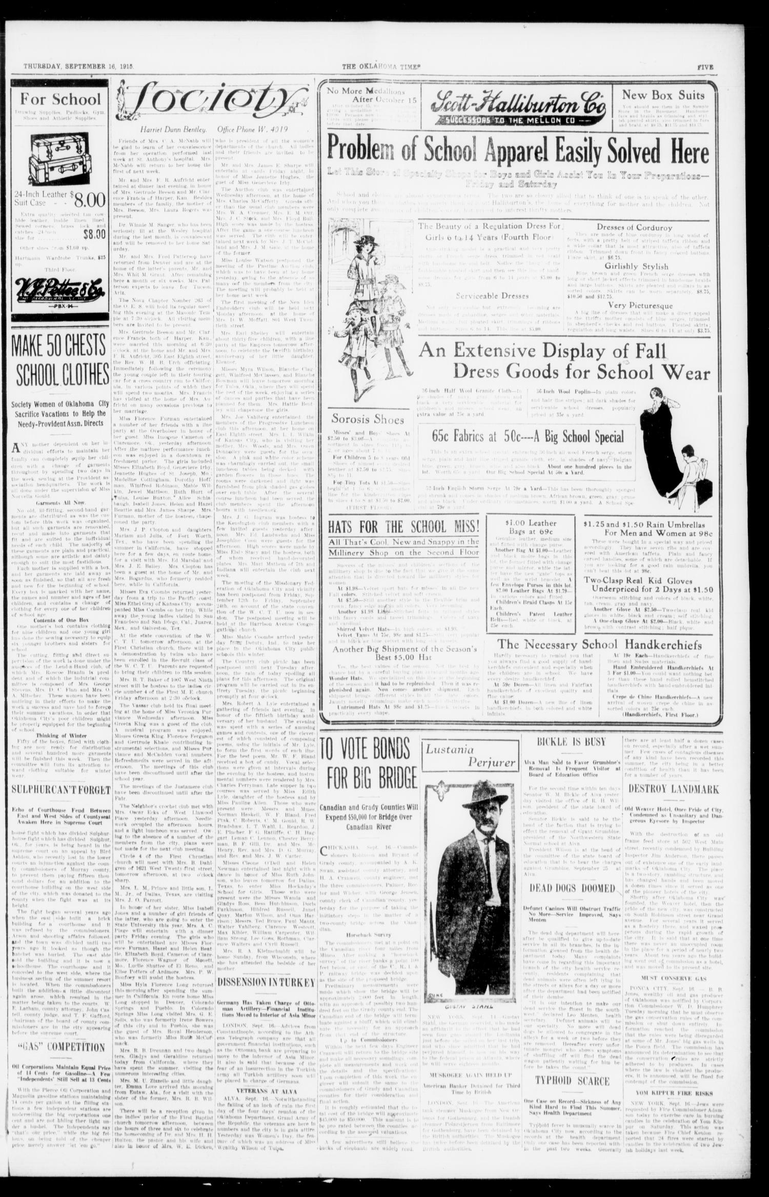 The Oklahoma Times (Oklahoma City, Okla.), Vol. 27, No. 132, Ed. 1 Thursday, September 16, 1915
                                                
                                                    [Sequence #]: 5 of 8
                                                