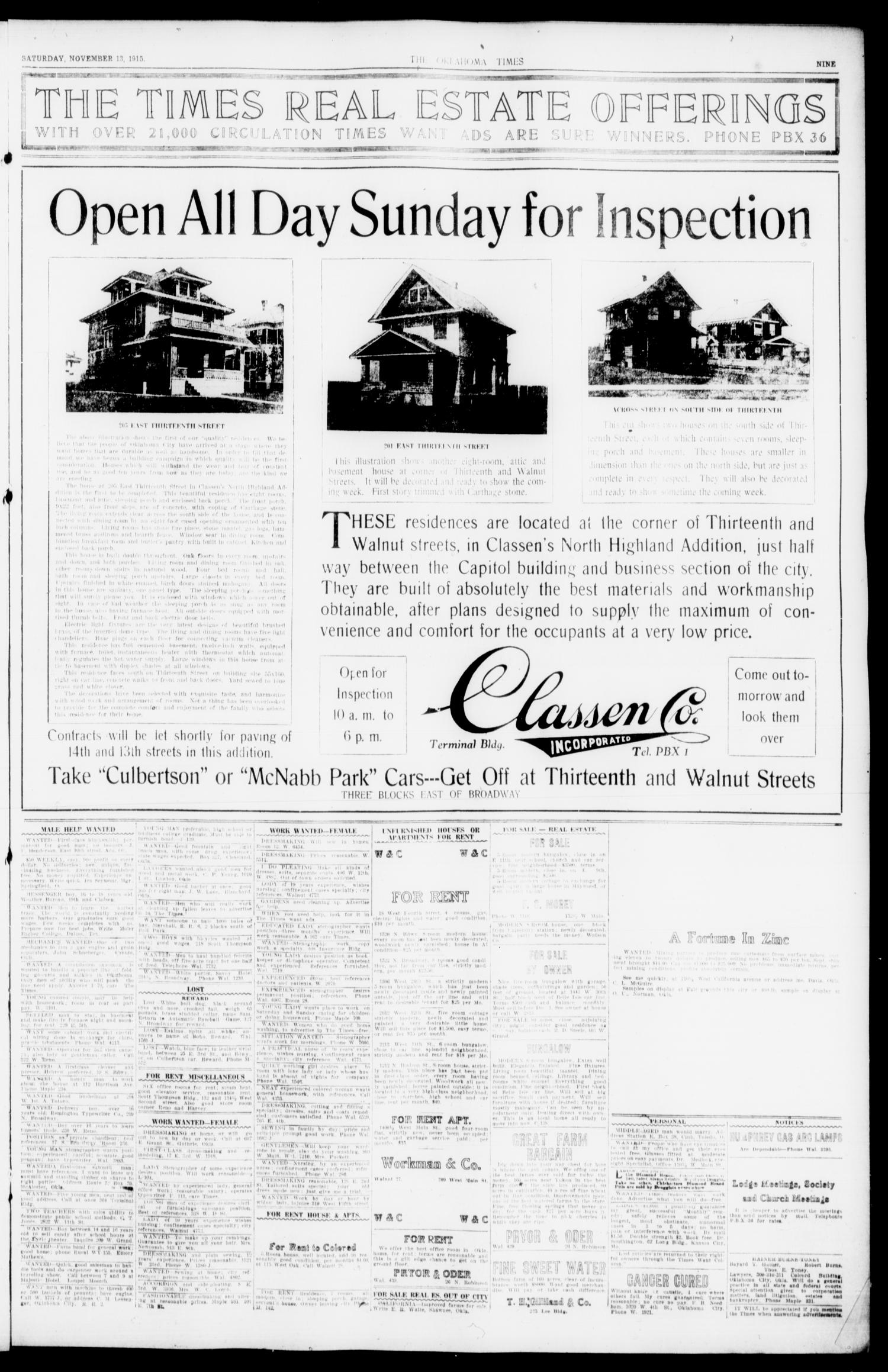 The Oklahoma Times (Oklahoma City, Okla.), Vol. 27, No. 182, Ed. 1 Saturday, November 13, 1915
                                                
                                                    [Sequence #]: 9 of 10
                                                