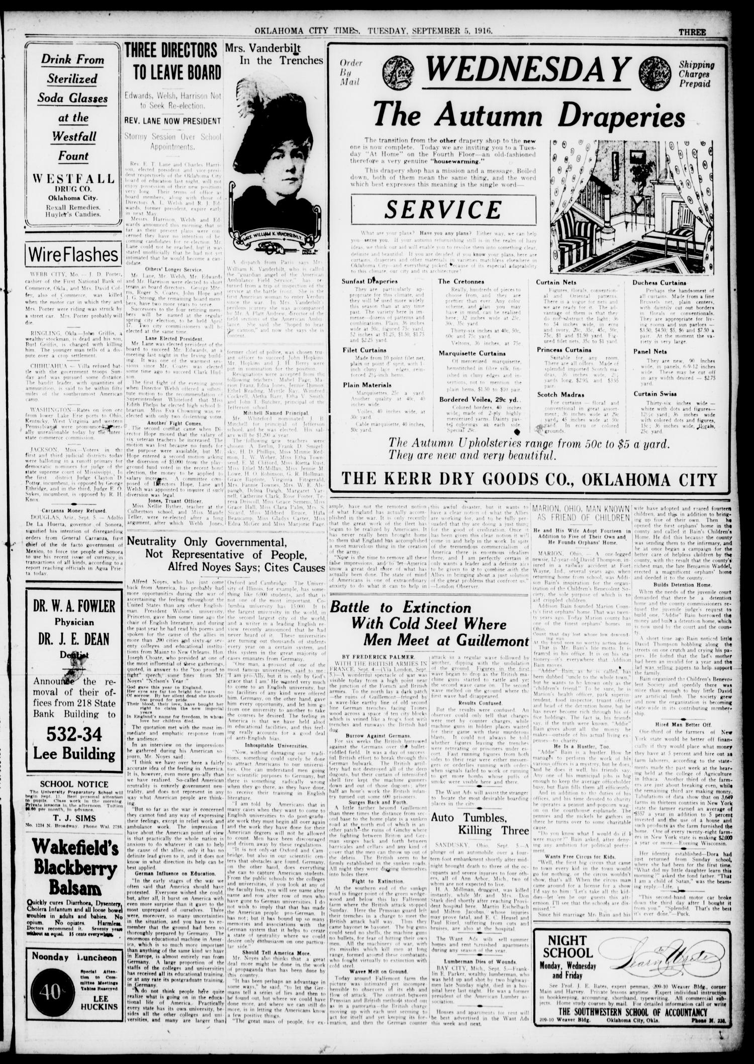 Oklahoma City Times (Oklahoma City, Okla.), Vol. 28, No. 134, Ed. 1 Tuesday, September 5, 1916
                                                
                                                    [Sequence #]: 3 of 8
                                                