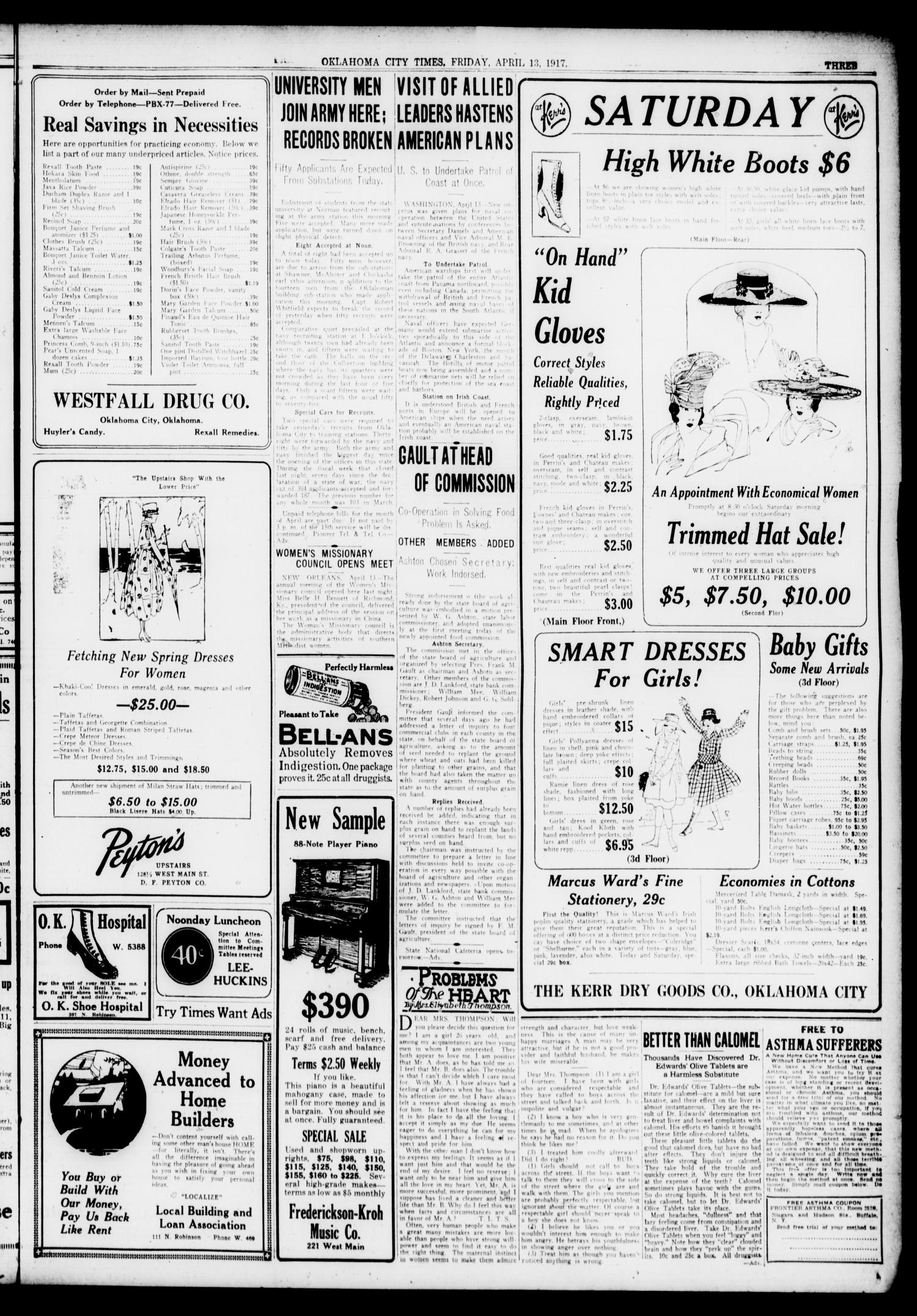 Oklahoma City Times (Oklahoma City, Okla.), Vol. 29, No. 11, Ed. 1 Friday, April 13, 1917
                                                
                                                    [Sequence #]: 3 of 14
                                                