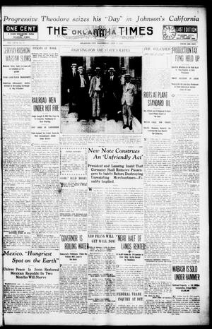 Primary view of object titled 'The Oklahoma Times (Oklahoma City, Okla.), Vol. 27, No. 83, Ed. 1 Wednesday, July 21, 1915'.