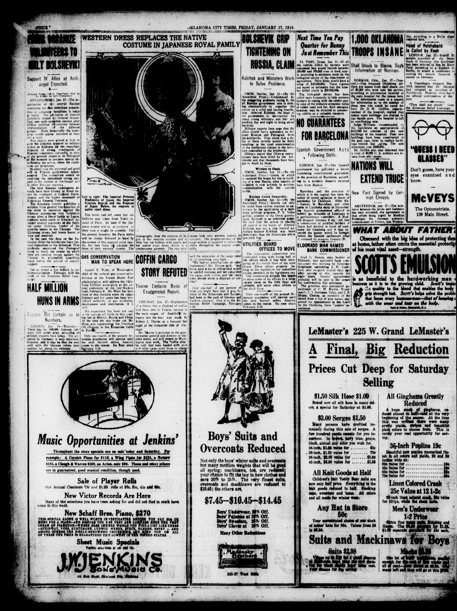 Oklahoma City Times (Oklahoma City, Okla.), Vol. 30, No. 248, Ed. 1 Friday, January 17, 1919
                                                
                                                    [Sequence #]: 4 of 16
                                                