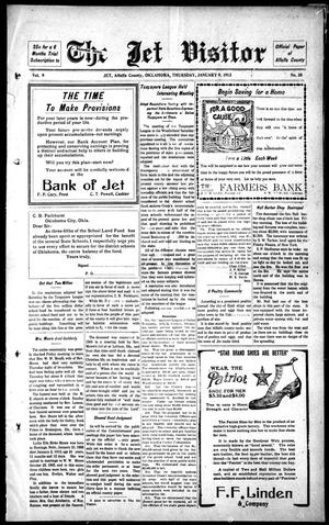 Primary view of object titled 'The Jet Visitor (Jet, Okla.), Vol. 9, No. 38, Ed. 1 Thursday, January 9, 1913'.