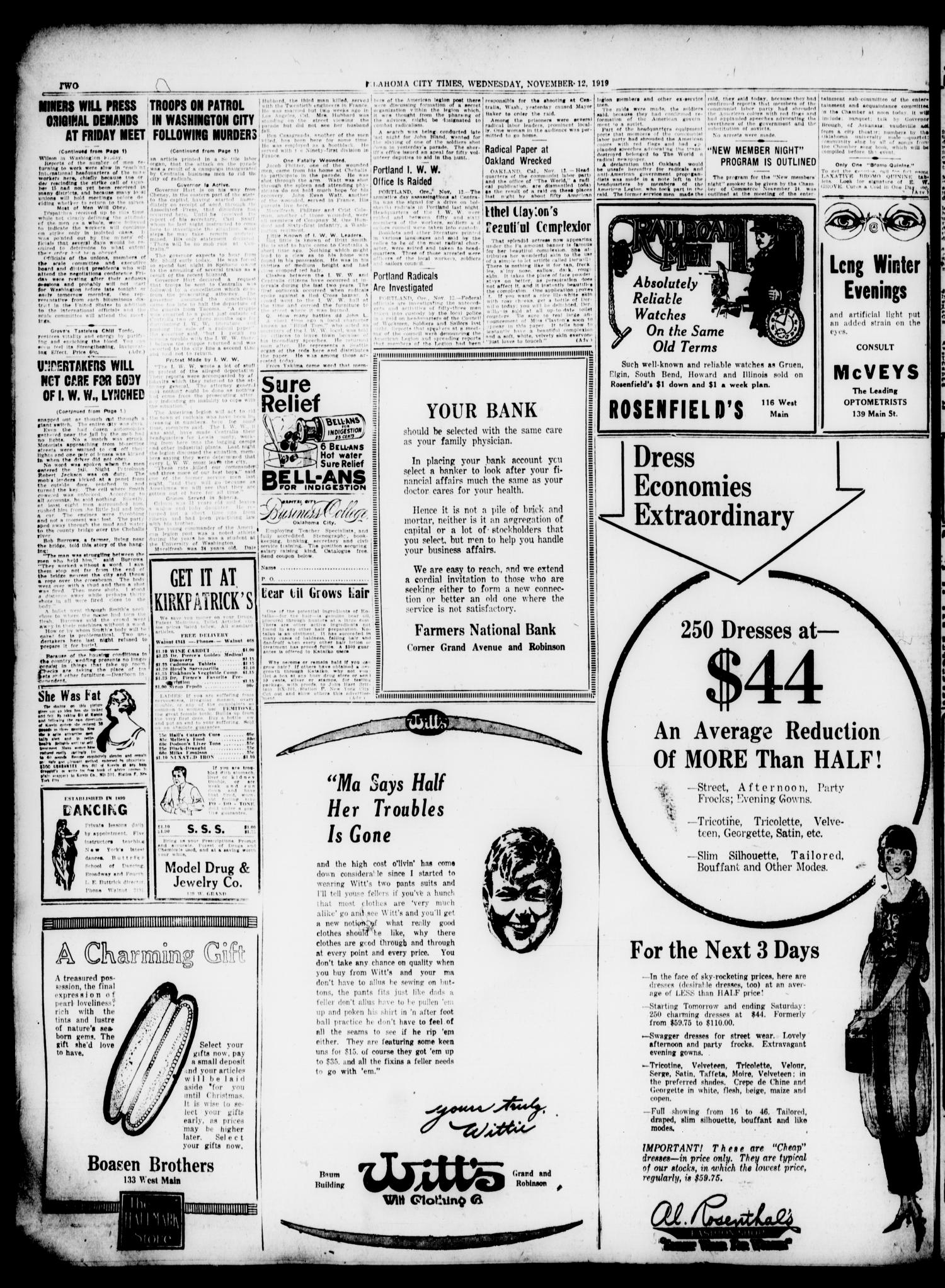 Oklahoma City Times (Oklahoma City, Okla.), Vol. 31, No. 181, Ed. 1 Wednesday, November 12, 1919
                                                
                                                    [Sequence #]: 2 of 20
                                                