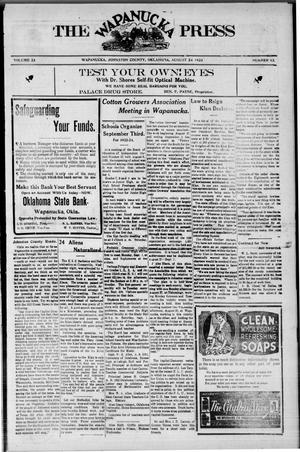The Wapanucka Press (Wapanucka, Okla.), Vol. 23, No. 13, Ed. 1 Friday, August 24, 1923