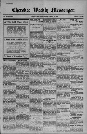 Cherokee Weekly Messenger. (Cherokee, Okla.), Vol. 11, No. 34, Ed. 1 Thursday, February 10, 1910