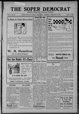 The Sopar Democrat (Choctaw County, Okla.), Vol. 4, No. 40, Ed. 1 Thursday, February 25, 1915
