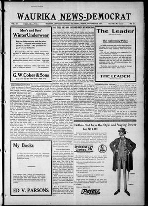 Primary view of object titled 'Waurika News-Democrat (Waurika, Okla.), Vol. 15, No. 11, Ed. 1 Friday, November 12, 1915'.