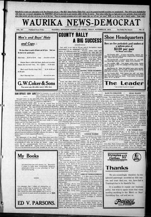 Primary view of object titled 'Waurika News-Democrat (Waurika, Okla.), Vol. 15, No. 13, Ed. 1 Friday, November 26, 1915'.