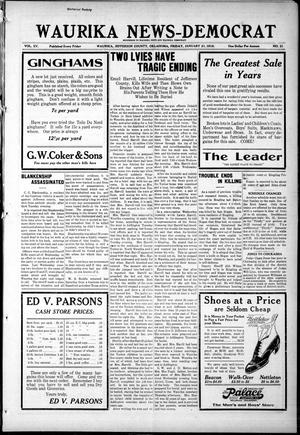 Primary view of object titled 'Waurika News-Democrat (Waurika, Okla.), Vol. 15, No. 21, Ed. 1 Friday, January 21, 1916'.