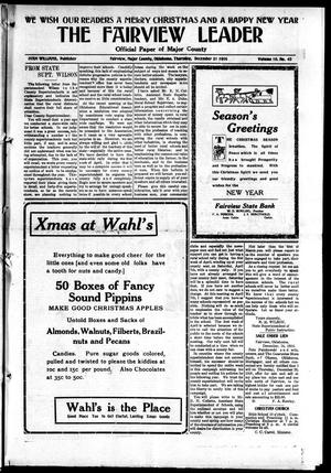 The Fairview Leader (Fairview, Okla.), Vol. 10, No. 45, Ed. 1 Thursday, December 21, 1916