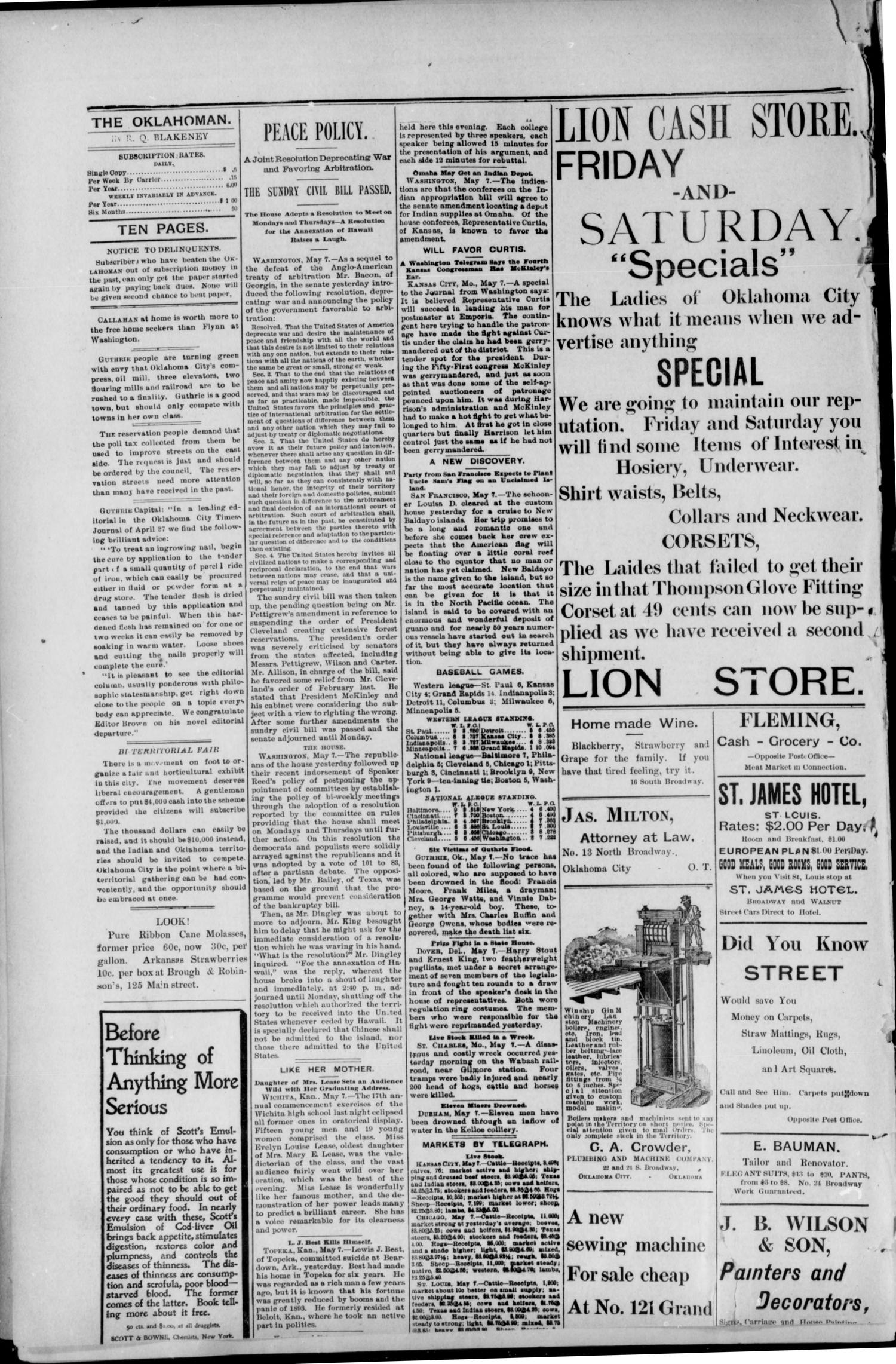 The Daily Oklahoman (Oklahoma City, Okla.), Vol. 9, No. 109, Ed. 1 Saturday, May 8, 1897
                                                
                                                    [Sequence #]: 4 of 10
                                                