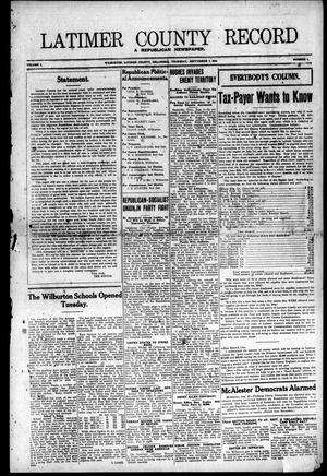 Latimer County Record (Wilburton, Okla.), Vol. 1, No. 1, Ed. 1 Thursday, September 7, 1916