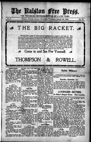 The Ralston Free Press. (Ralston, Okla.), Vol. 7, No. 10, Ed. 1 Thursday, August 23, 1906
