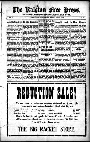 Primary view of object titled 'The Ralston Free Press. (Ralston, Okla.), Vol. 8, No. 18, Ed. 1 Thursday, October 24, 1907'.