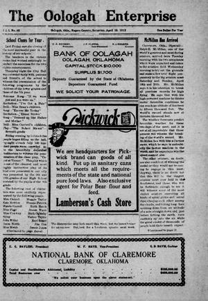 Primary view of object titled 'The Oologah Enterprise (Oologah, Okla.), Vol. 1, No. 48, Ed. 1 Saturday, April 19, 1913'.