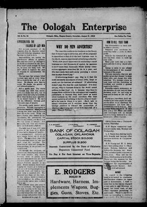 Oologah Enterprise (Oologah, Okla.), Vol. 2, No. 12, Ed. 1 Saturday, August 9, 1913