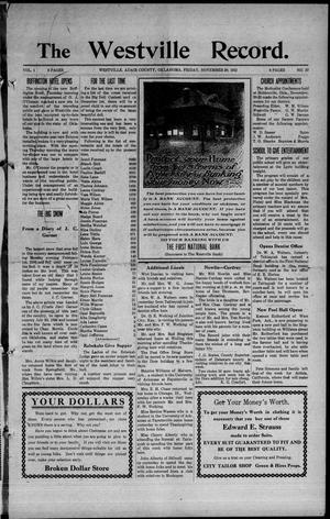 Primary view of object titled 'The Westville Record. (Westville, Okla.), Vol. 1, No. 37, Ed. 1 Friday, November 29, 1912'.