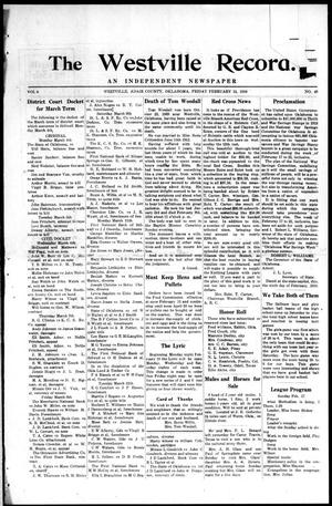 The Westville Record. (Westville, Okla.), Vol. 6, No. 49, Ed. 1 Friday, February 15, 1918