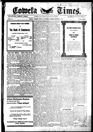 Primary view of object titled 'Coweta Times. (Coweta, Okla.), Vol. 6, No. 13, Ed. 1 Thursday, October 6, 1910'.