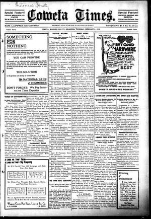 Coweta Times. (Coweta, Okla.), Vol. 7, No. 30, Ed. 1 Thursday, February 8, 1912
