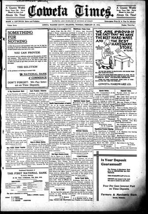 Coweta Times. (Coweta, Okla.), Vol. 7, No. 34, Ed. 1 Thursday, February 29, 1912