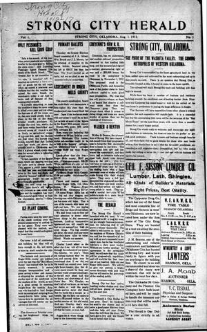 Strong City Herald (Strong City, Okla.), Vol. 1, No. 1, Ed. 1 Thursday, August 1, 1912