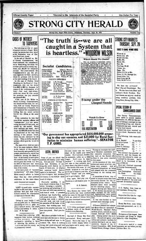 Strong City Herald (Strong City, Okla.), Vol. 5, No. 13, Ed. 1 Thursday, September 28, 1916