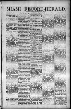 Miami Record-Herald. (Miami, Indian Terr.), Vol. 14, No. 47, Ed. 1 Friday, October 12, 1906