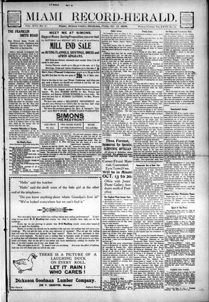 Primary view of object titled 'Miami Record-Herald. (Miami, Okla.), Vol. 17, No. 47, Ed. 1 Friday, October 15, 1909'.