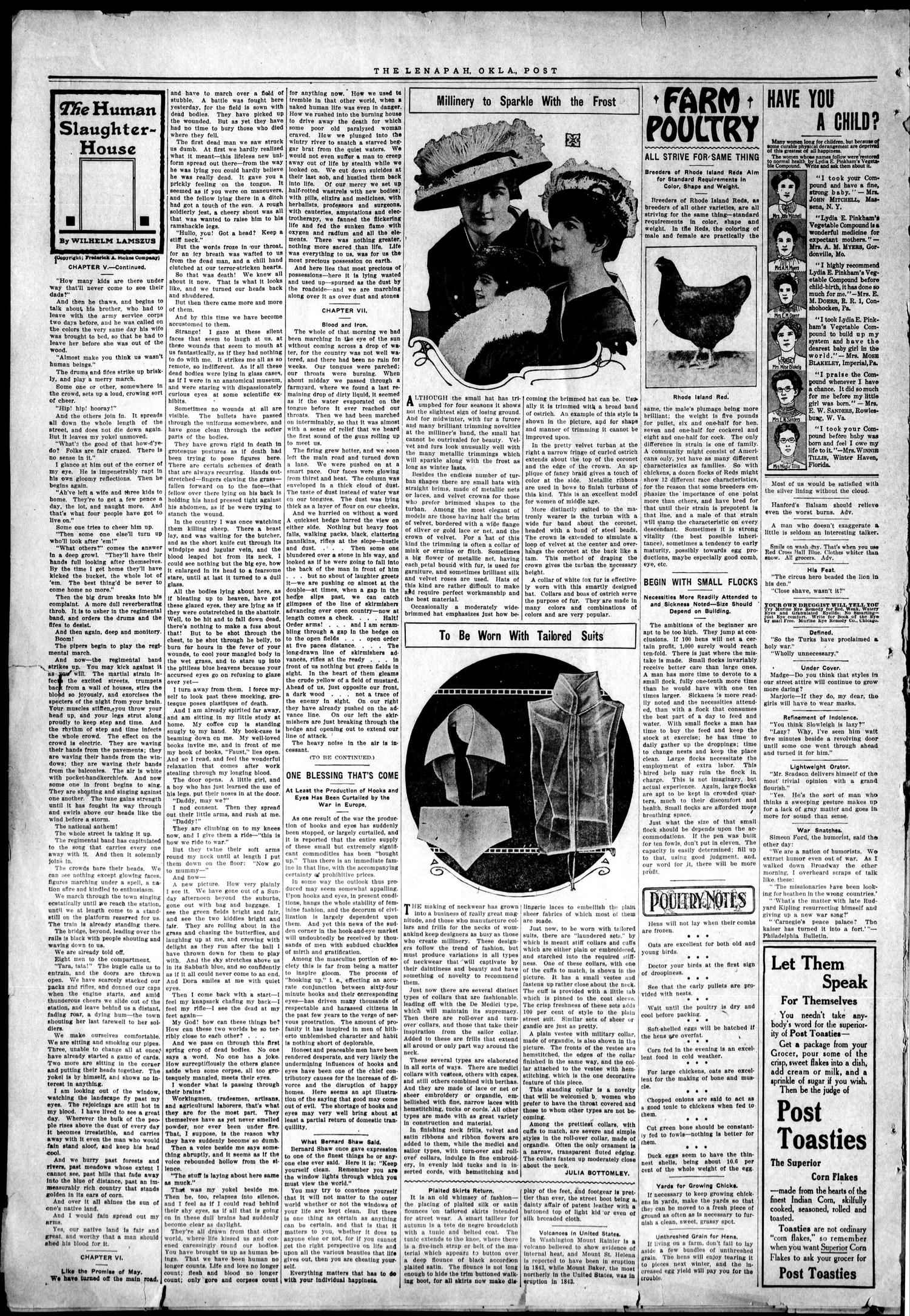 The Lenapah Post (Lenapah, Okla.), Vol. 4, No. 51, Ed. 1 Thursday, December 10, 1914
                                                
                                                    [Sequence #]: 2 of 4
                                                