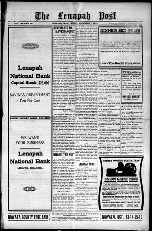 The Lenapah Post (Lenapah, Okla.), Vol. 4, No. 40, Ed. 1 Friday, September 24, 1915