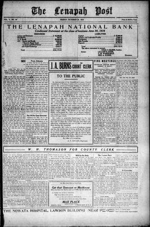 The Lenapah Post (Lenapah, Okla.), Vol. 5, No. 36, Ed. 1 Friday, October 20, 1916