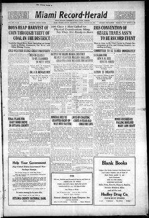Primary view of object titled 'Miami Record-Herald (Miami, Okla.), Vol. 25, No. 32, Ed. 1 Friday, January 25, 1918'.