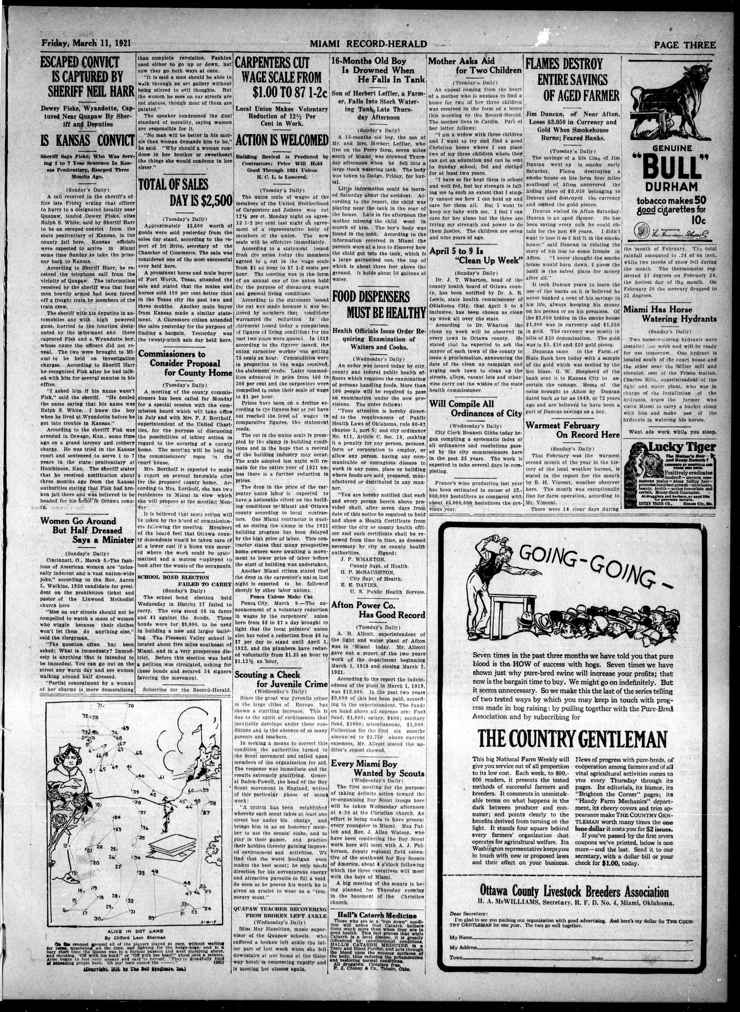 Miami Record-Herald (Miami, Okla.), Vol. 28, No. 2, Ed. 1 Friday, March 11, 1921
                                                
                                                    [Sequence #]: 3 of 6
                                                