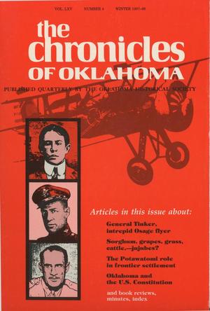 Primary view of object titled 'Chronicles of Oklahoma, Volume 65, Number 4, Winter 1987-88'.