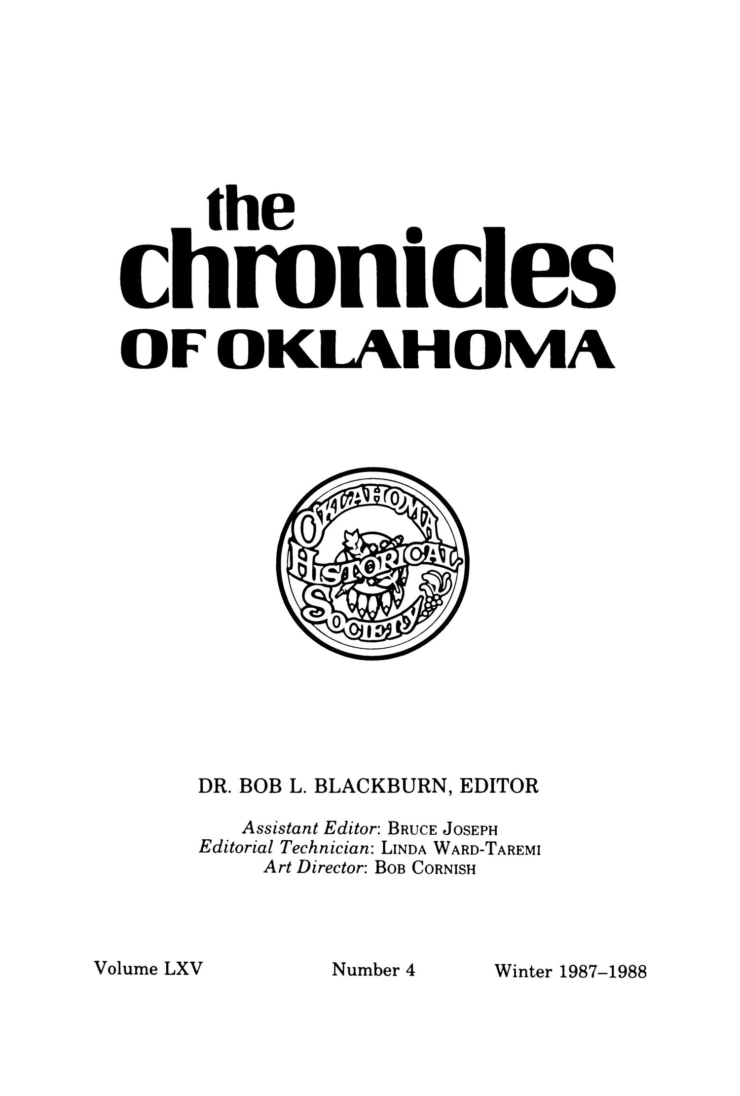 Chronicles of Oklahoma, Volume 65, Number 4, Winter 1987-88
                                                
                                                    337
                                                