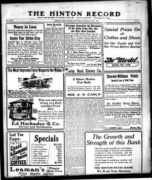 The Hinton Record (Hinton, Okla.), Vol. 18, No. 40, Ed. 1 Thursday, July 1, 1920