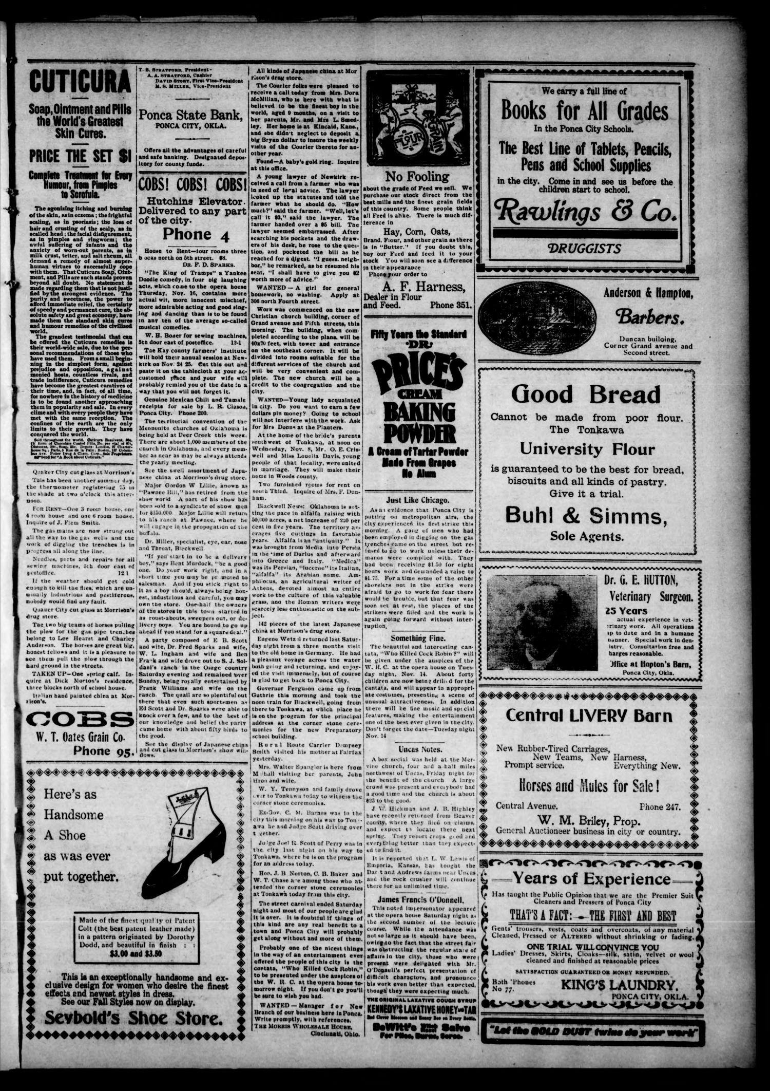 The Ponca City Daily Courier. (Ponca City, Okla.), Vol. 9, No. 27, Ed. 1 Monday, November 13, 1905
                                                
                                                    [Sequence #]: 3 of 4
                                                